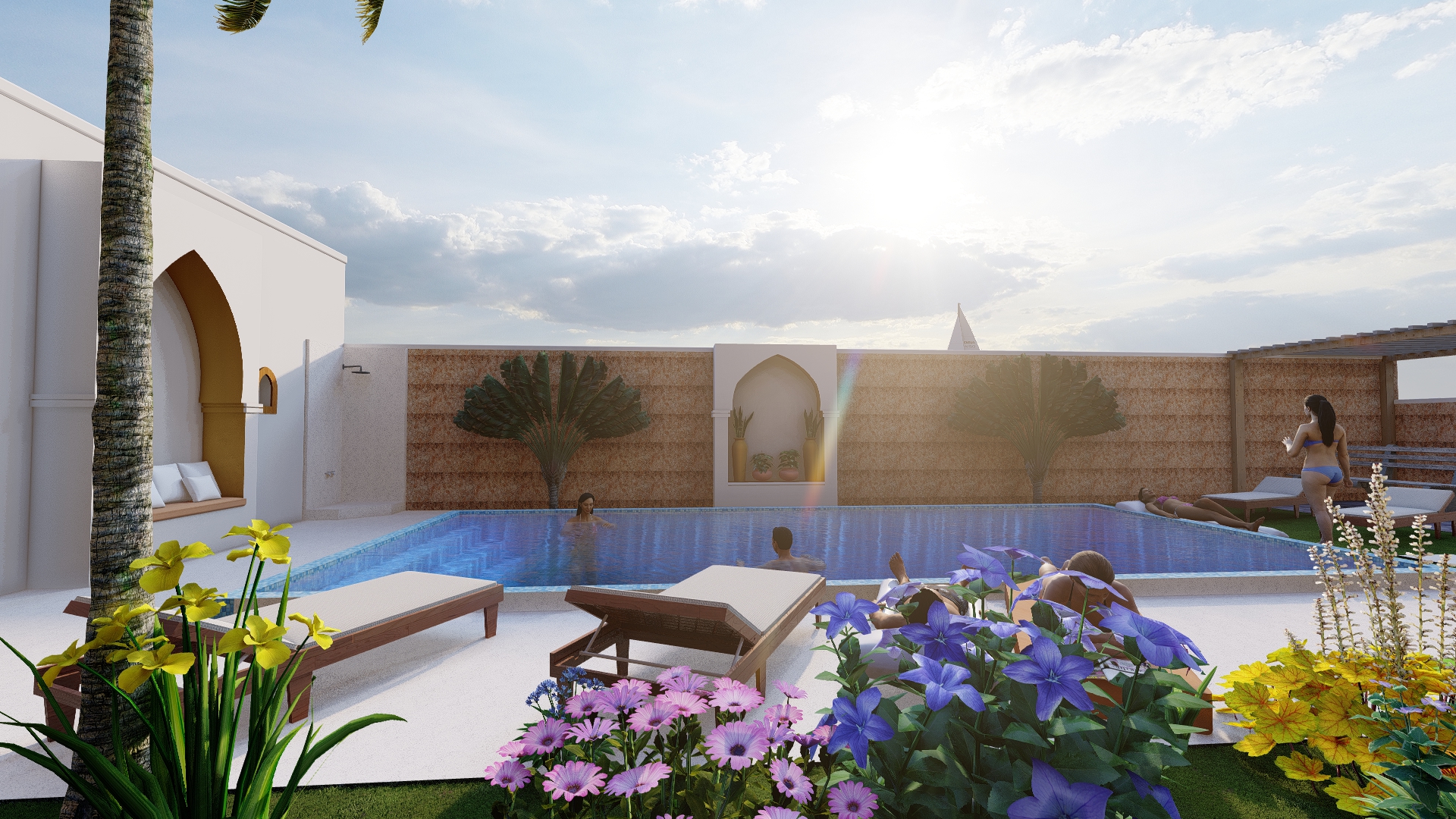 Gazebo and relaxation area by the pool
