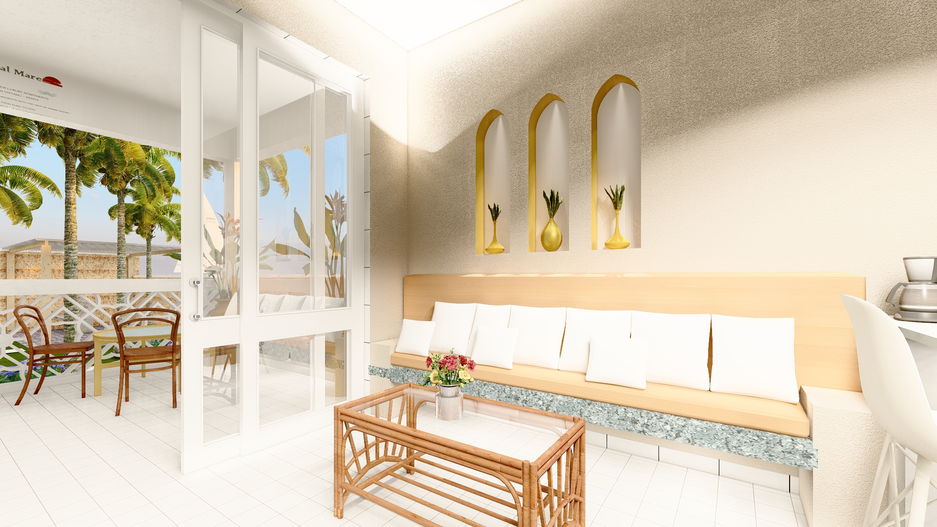 Bathroom with modern shower and fixtures