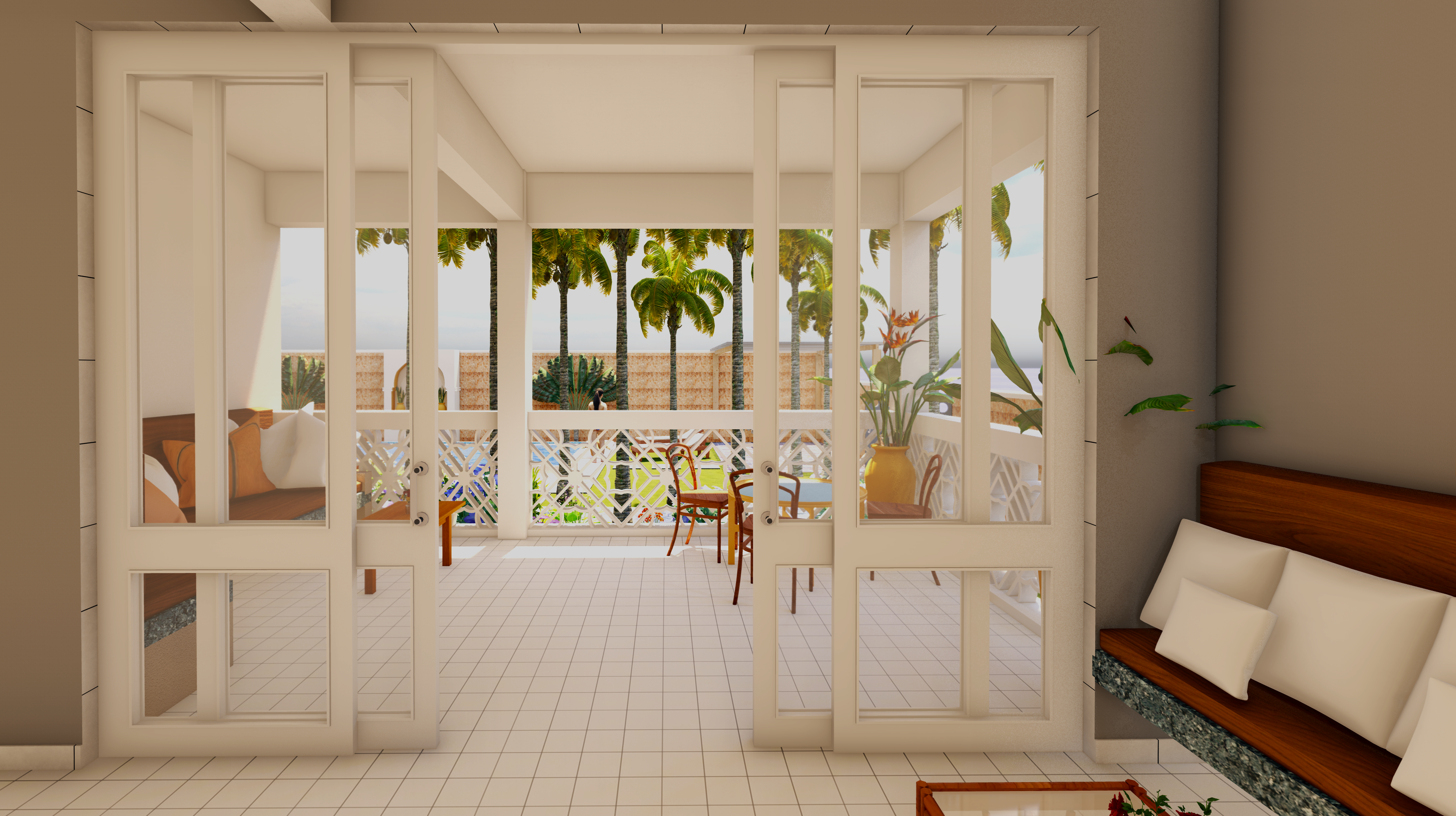 Penthouse terrace with private pool render