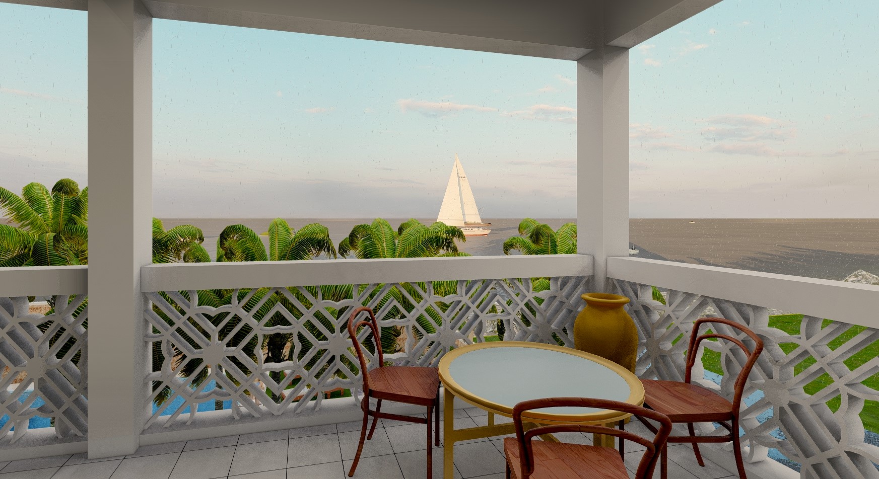 View of the ocean from a balcony